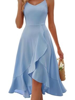 Light Blue Ruffle Midi Dress - Elegant Summer Style